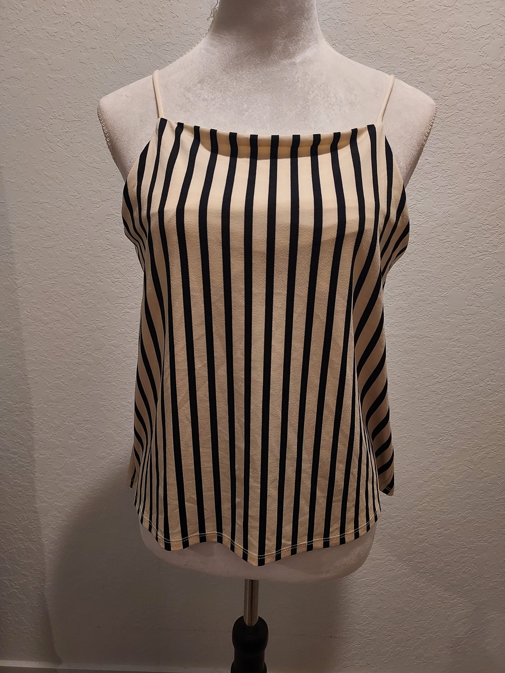 H&M Vertical Stripe Spaghetti Strap Cami - Cream & Black